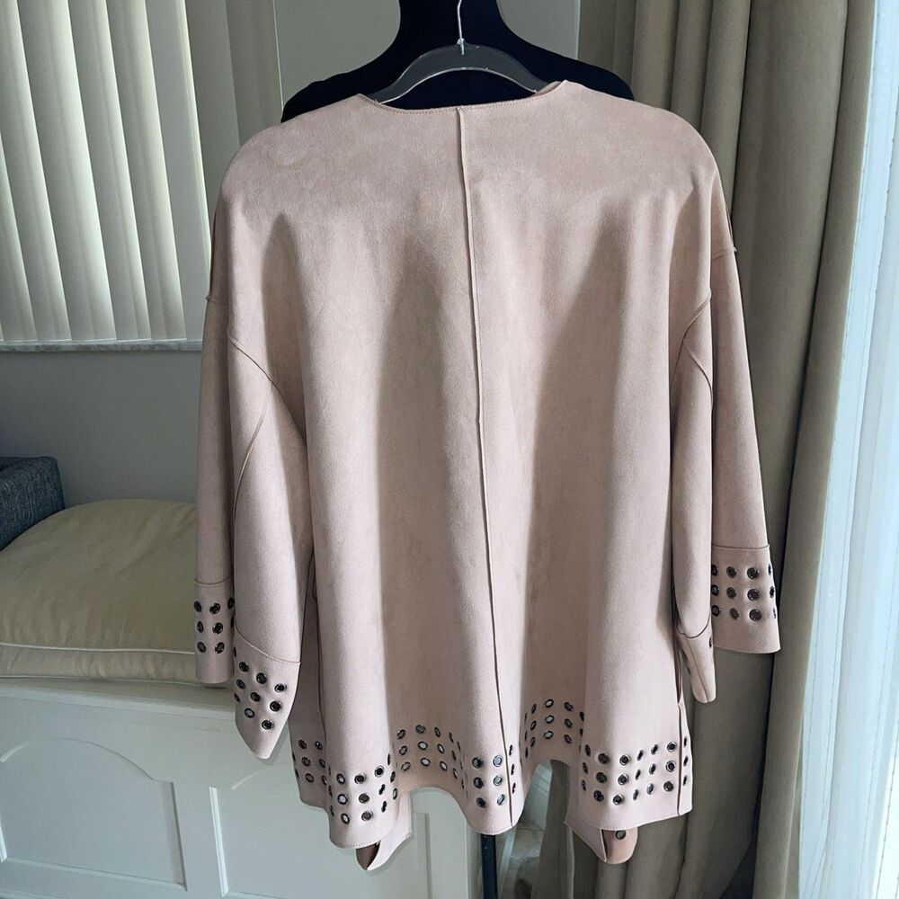 NWT Zara Basic Faux Suede Light Blush Pink Oversized Kimono Jacket M - Picture 7 of 8